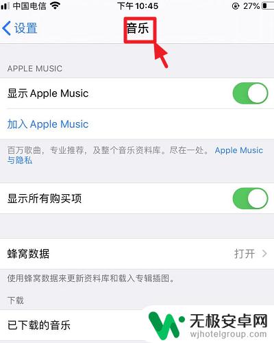 苹果手机设置里面的音乐在哪里 苹果设置界面无法找到下载的音乐怎么办