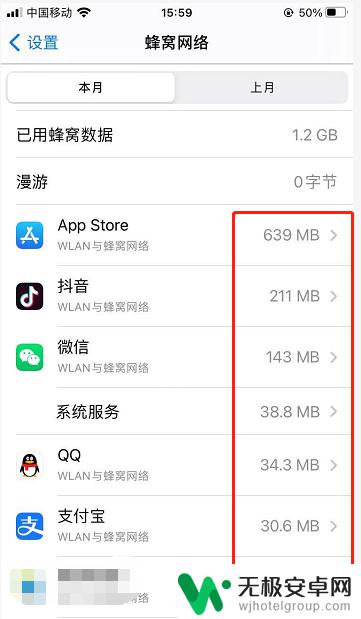 苹果手机怎么看本月流量使用情况 iPhone如何查询本月流量使用情况详细情况