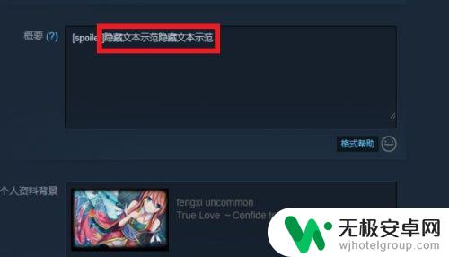 steam怎么隐藏文本 如何在STEAM个人资料界面中添加私密信息？