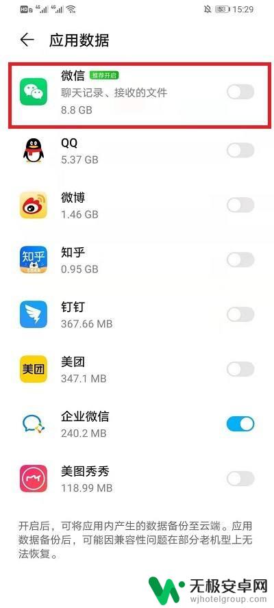 华为手机怎样微信备份数据 华为云空间备份微信聊天记录操作指南