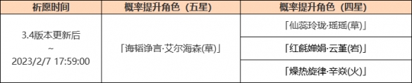 原神3.4上半卡池结束时间 《原神》3.4卡池时间更新