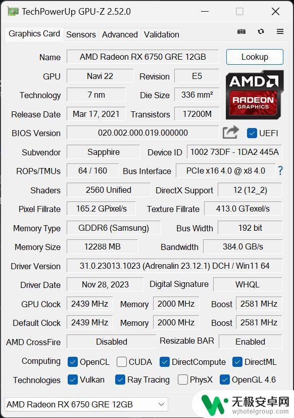 蓝宝石RX 6750 GRE 12G D6极地版显卡：2K游戏新宠儿，胜过RTX 4060